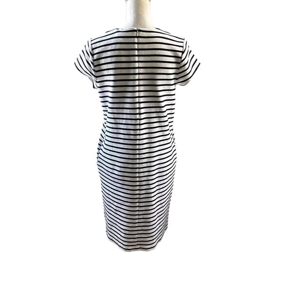 Lauren Ralph Lauren Striped Knit Sheath Dress Navy White Textured Short Sleeve M - Picture 4 of 9